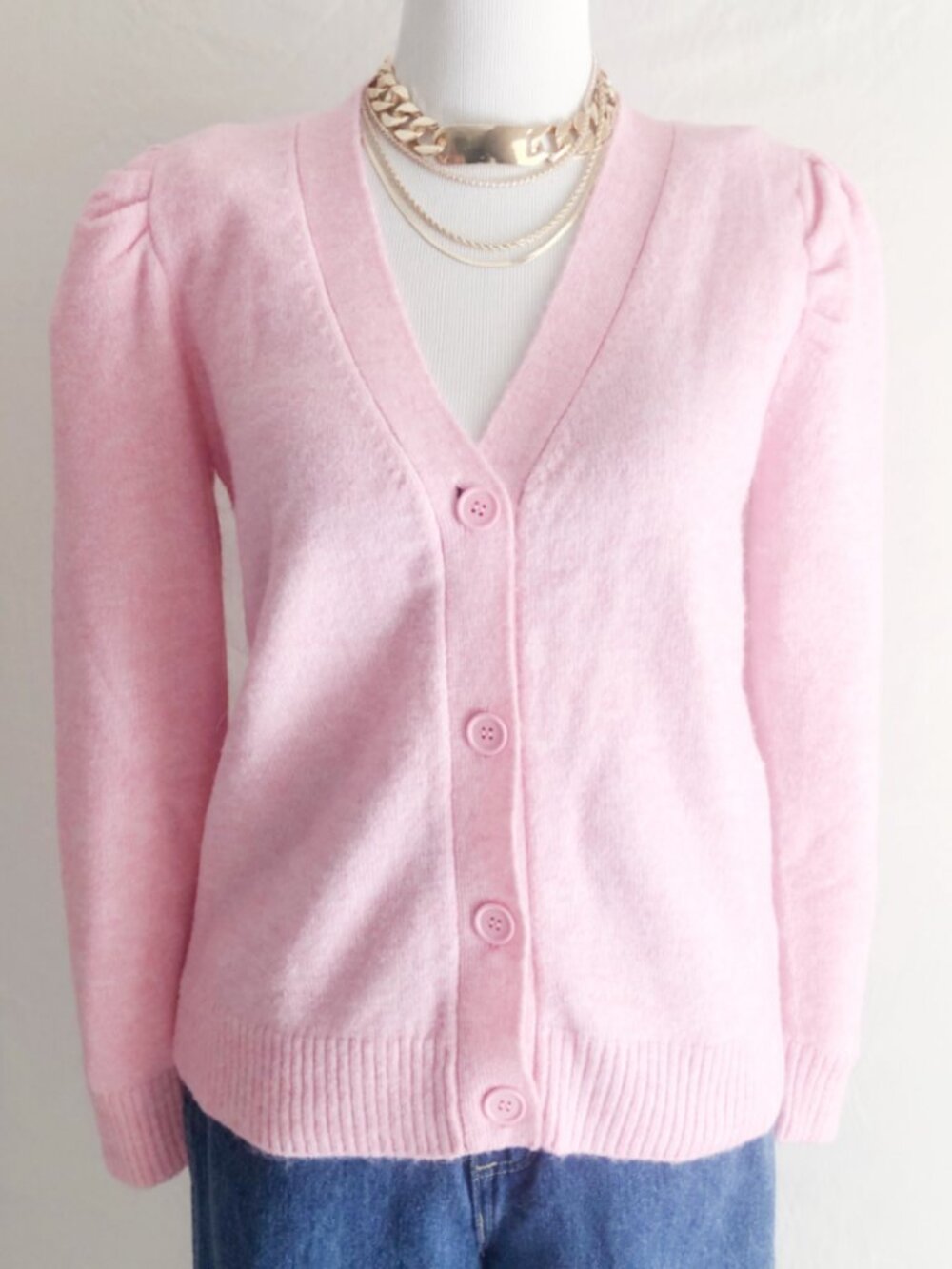 Lascana Pastel Pink Wool Blend Cardigan Sweater Size 4/6